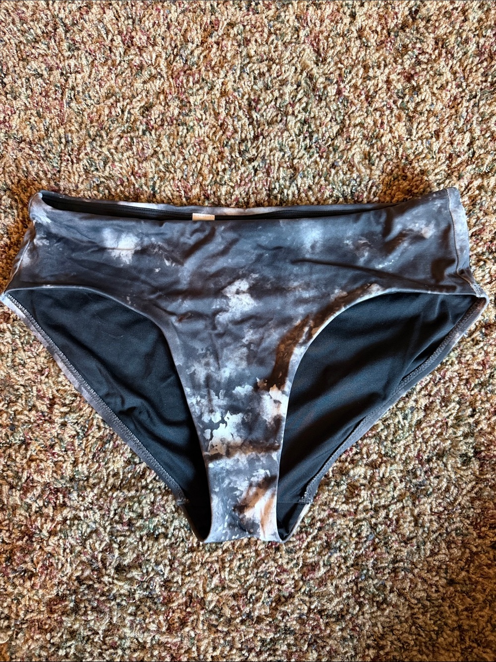 Athleta Black and Gray Tie-Dye High-Rise Bikini Bottoms
